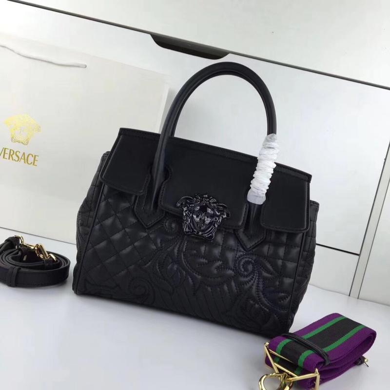 Versace Chain Handbags DBFF452 full leather embroidered black
